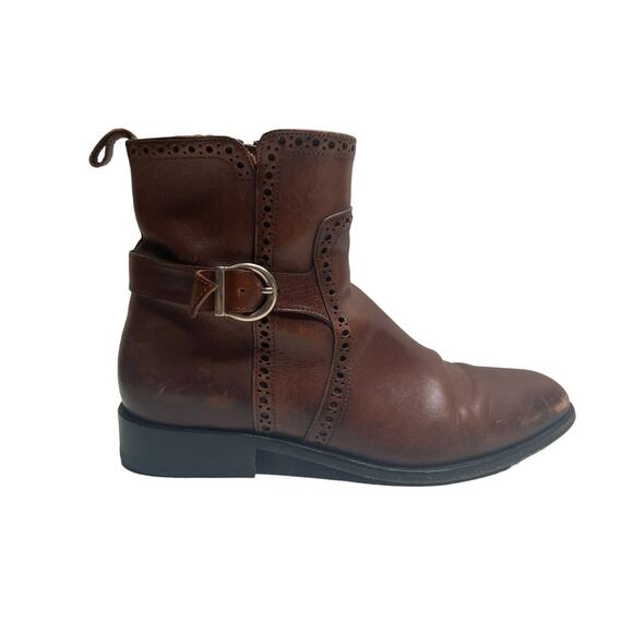 Franco Cuadra Brogue Buckle Zip Brown Leather Riding Boots SZ 9 US / 26 MEX - Picture 1 of 9